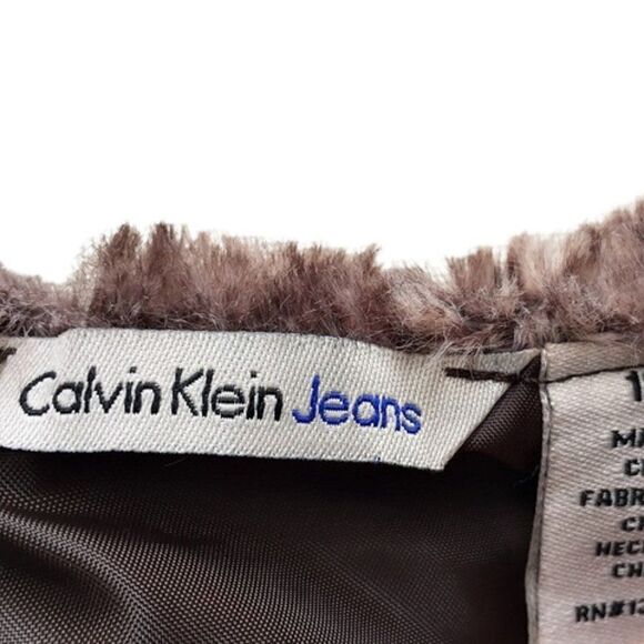 CALVIN Klein Brown Rosetta Pattern Faux Fur Vest - Picture 3 of 4